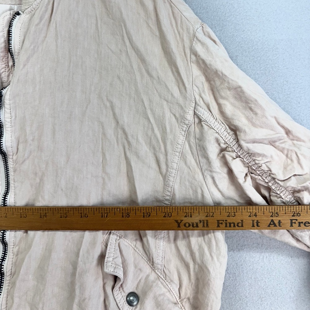 Free People Linen Bomber Jacket Womens M Blush Pink Full Zip Light‎ Weight - Picture 8 of 10